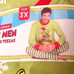 Men's Grinch holiday Christmas pajama set size 3xl New With Tags. Family Pajamas